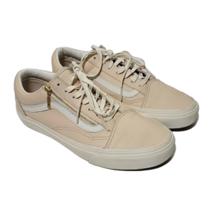 𝅺Leather Old Skool VANS Gold Zipper Whispering Pink Women's 7.5, men's 6